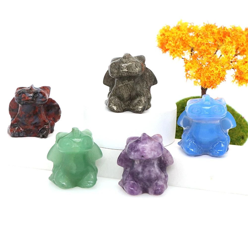 30mm Natural Stones Carving Toothless Flying Dragon Ornament Healing Crystal Animal Figurine Crafts Gifts Home Room Decoration