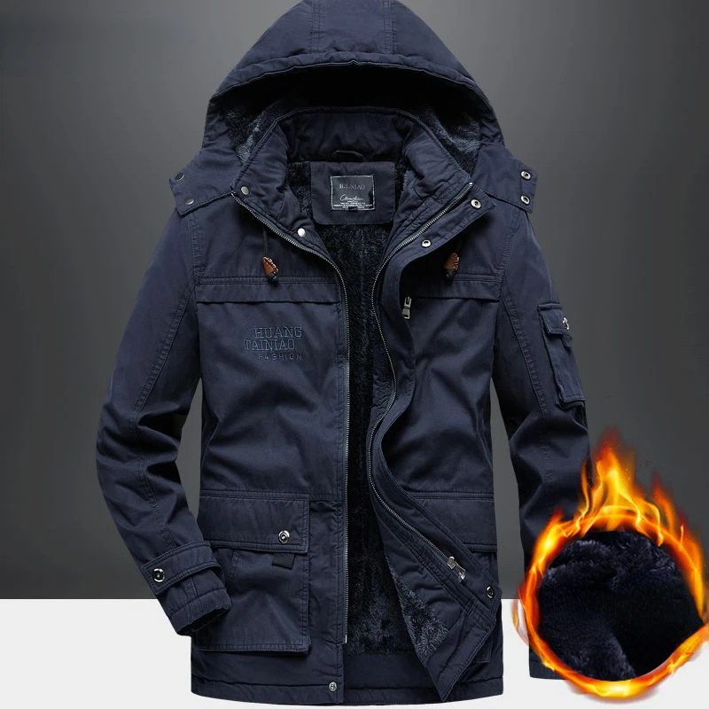 

Plus Size Men's Winter Warm Jacket Fleece Solid Parka Coat 2023 New Hooded Windbreaker Outwear Fleece Jacket Long Parkas F14