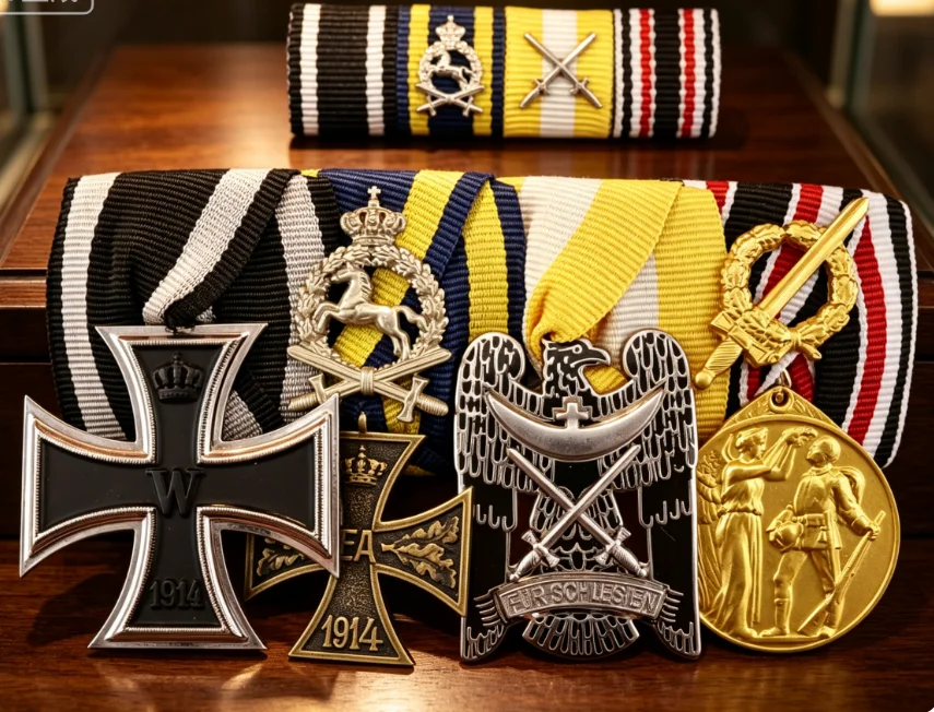 Custom WWI German Medal Bar and Ribbon Bar Collectible Military History German Military Award Bar