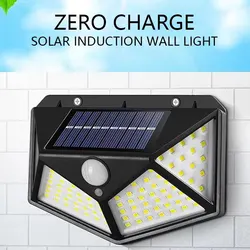 100LED Solar Wall Lamp Outdoor Lampwaterproof Motion Sensor Solar Powered Sunlight Street Lamp Garden Railing Decorative Lamp