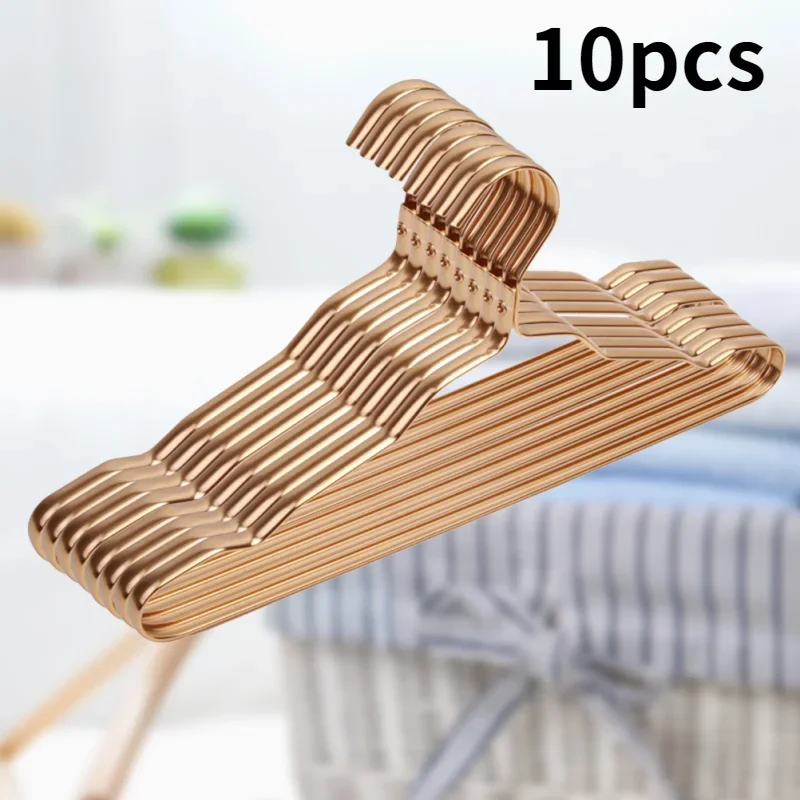 Alumínio Alloy Clothing Hanger, dourado, durável revestimento doméstico suprimentos, organizador para adultos e crianças, 5 pcs, 10pcs