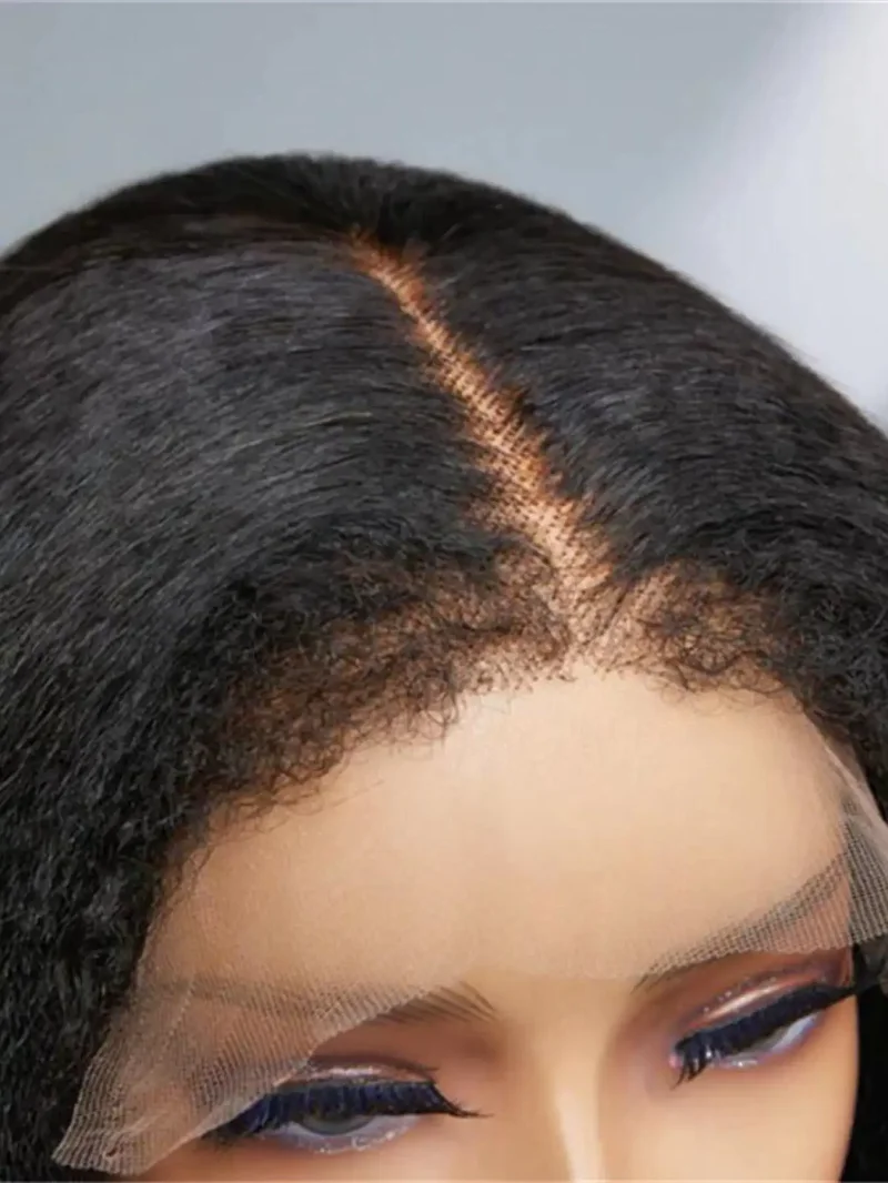 26 Zoll lange leimlose 180 Dichte weiche schwarze verworrene gerade Spitze Front Perücke für Frauen Babyhair hitze beständige vor gezupfte tägliche Perücke