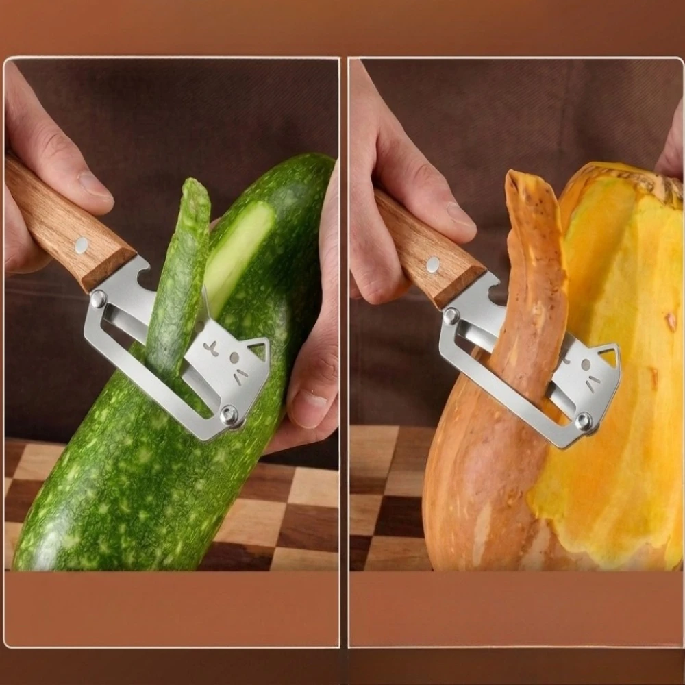 1,2pcs Stainless Steel Peeler with Wooden Handle for Peeling and Slicing Fruits and Vegetables | Durable and Smooth Operation