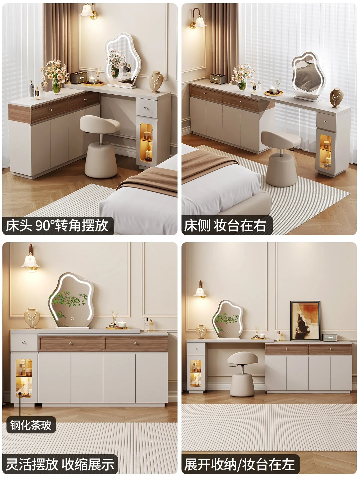 HYS medieval cream style bedroom against the wall solid wood ultra-thin drawer storage cabinet