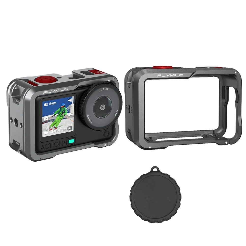 

Rabbit Cage Aluminum Protective Case for DJI OSMO ACTION6, Metal Frame Expansion Adapter Mount with Lens Cover Camera Accessory