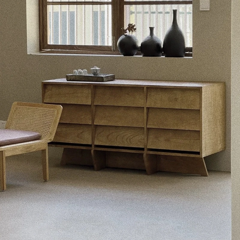 Bed and breakfast all solid wood foyer entrance cabinet wabi sandy wind log side cabinet living room storage locker