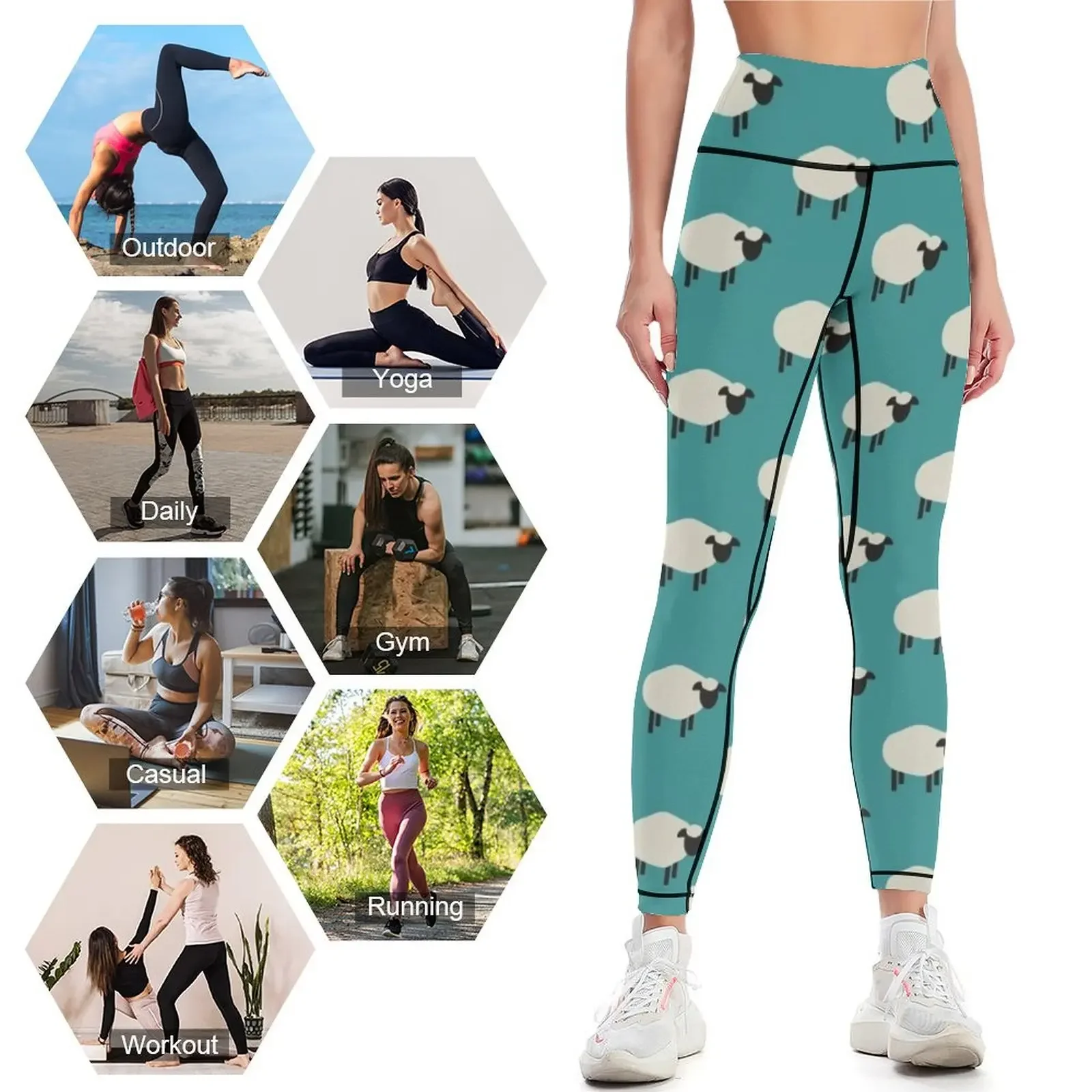 Sheep Leggings push up tights for Women sportwear gym pants sportswear woman gym 2025 Womens Leggings 4