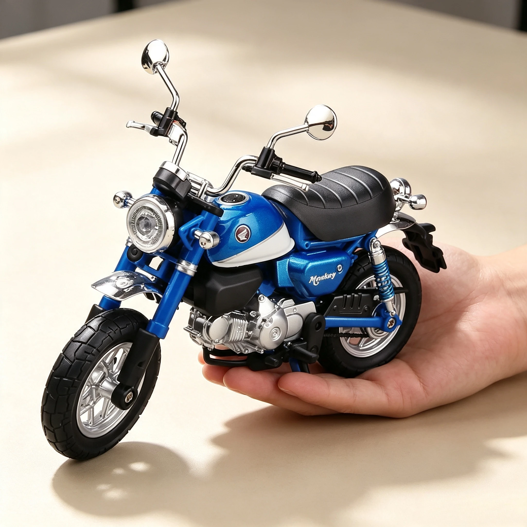 1:12 Monkey 125 Motorcycle Model Diecast Alloy Car Toys Front Wheel Steering Shock Absorption Function Vehice Gift