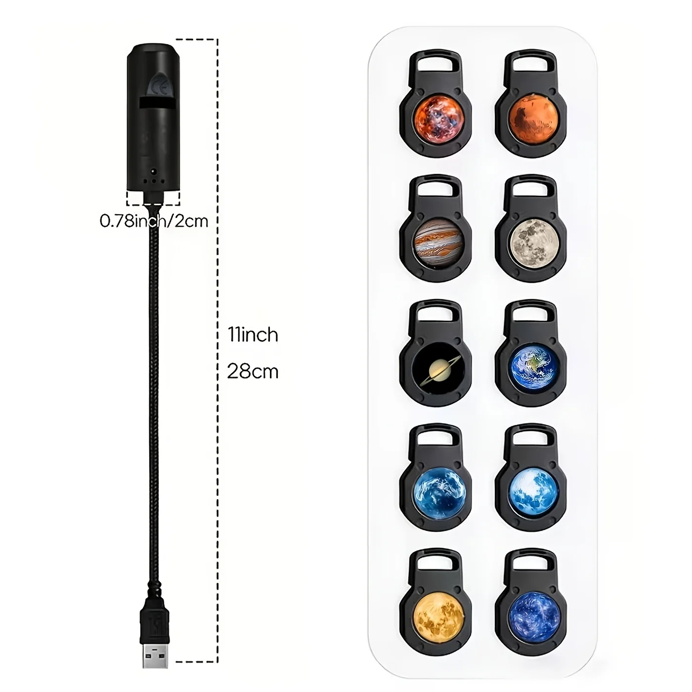Planet Moon Projector with 10 Slides, Meteor Effect, USB 360° Gooseneck Atmosphere Light
