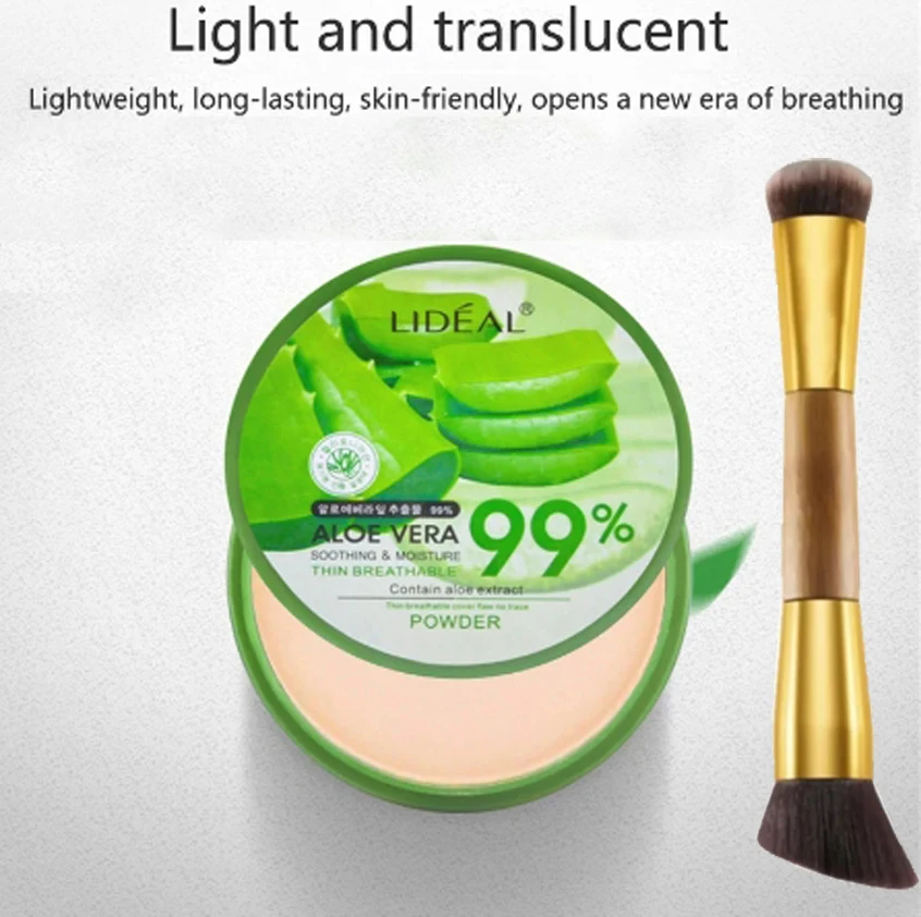 Polvo Compacto de Esencia de Aloe Vera, Control de Grasa, Acabado Mate de Larga Duración, Maquillaje Facial
