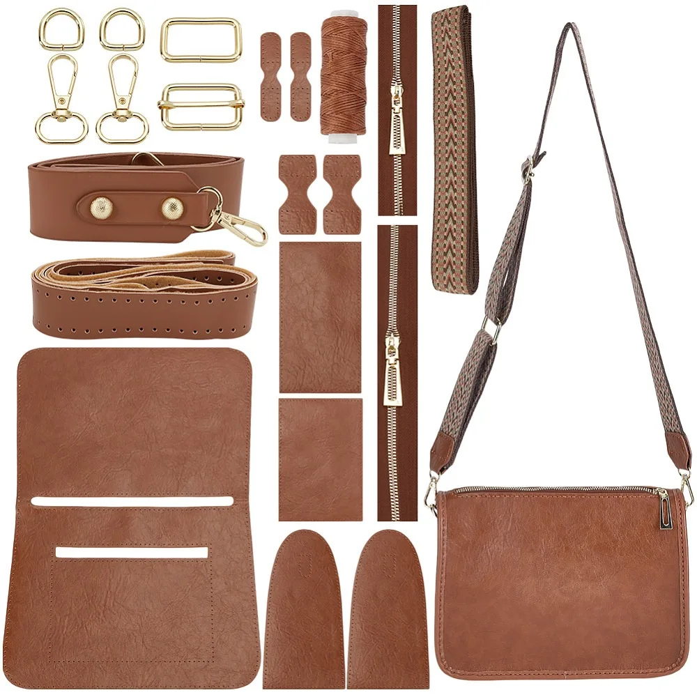

DIY Purse Making Kits including Imitation Leather Fabrics and Metal Findings 217x106x2mm