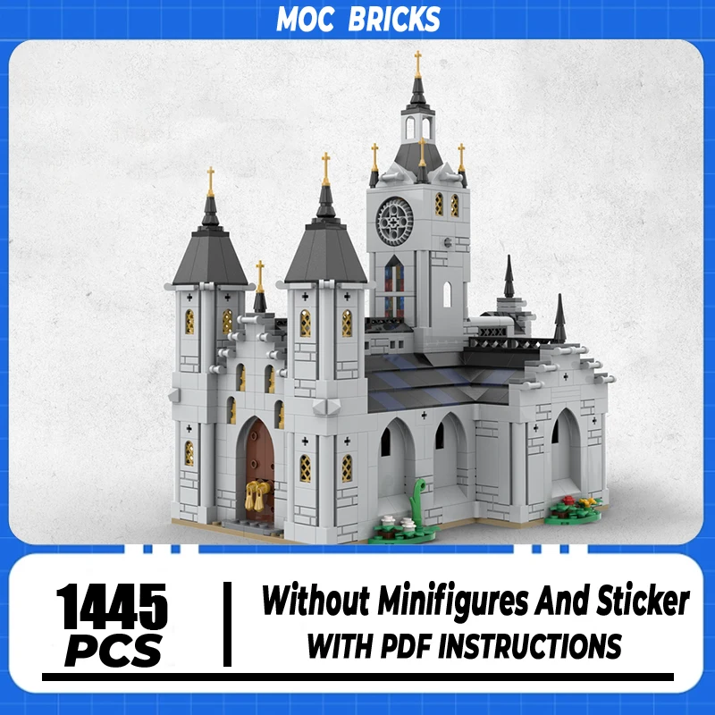 Street View Model Moc Building Blocks Brick Medieval Church ModelTechnology Brick DIY Assembly Construction Toy Holiday Gifts