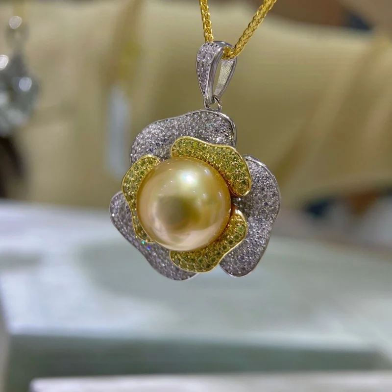 

SGARIT 12-13 мм Золотая подвеска из бисера Южного моря, ожерелье для женщин, свадебное ожерелье «сделай сам», аксессуары, стерлинговое серебро 925 пробы