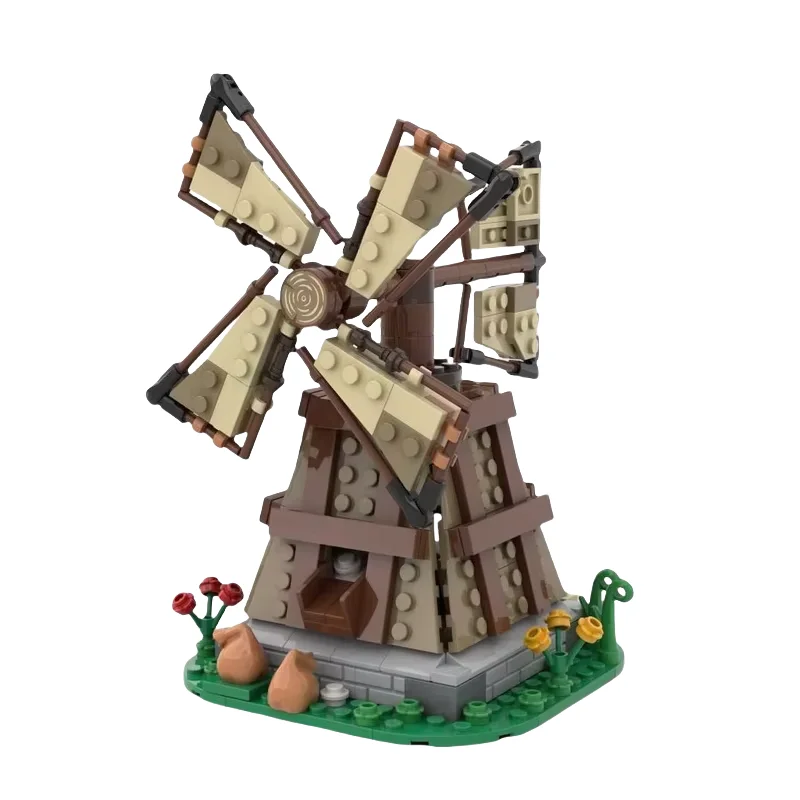 

MOC small-sized medieval castle windmill building model - assembly toy blocks set with 322 pieces. Suitable for all enthusiasts