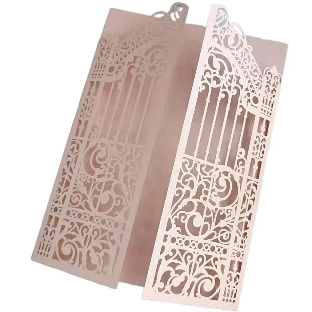 

25 Sets Laser Cut Castle Gate Invitations - 8 Color Options for Wedding Engagement Mermaid Birthday Party Themes