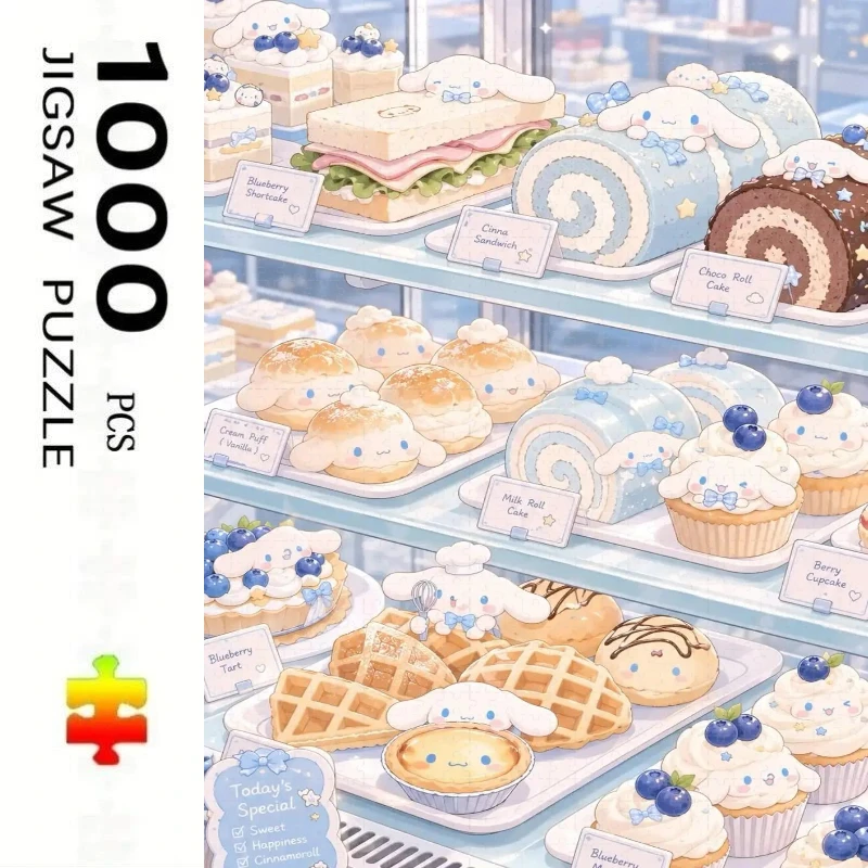 Adult Jigsaw Puzzle 1000 Pieces Puzzle Sanrio Cinnamoroll Dessert Shop Paper Puzzle Decorative Painting Exercise Brain Thinking