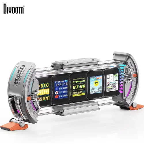 Reloj digital con configuración de sala de juegos Divoom Times Gate con control de aplicación inteligente, conexión WiFi, pantalla LED RGB, decoración de oficina Cyberpunk