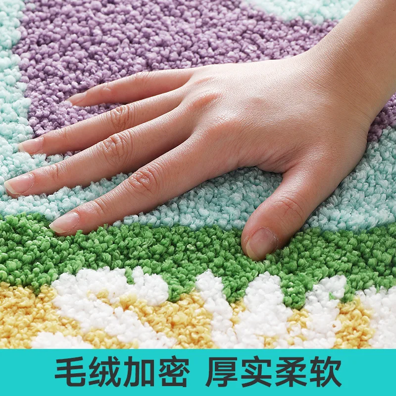Bathroom Carpet, Toiletries, Heart-shaped Design, Absorbent, Anti Slip, Quick Drying, Bathtub Mat, Machine Washable, Reusable
