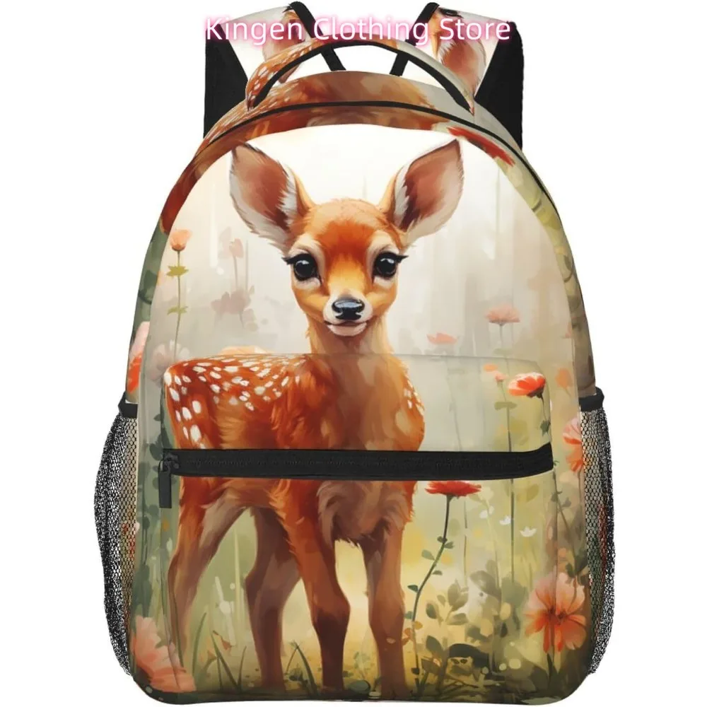 

laptop bag back to school Cute Deer Flower Lightweight Laptop Backpack Lightweight Multipurpose Travel Casual Daypack Unisex Co