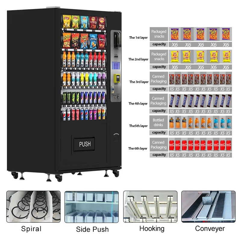 Europe Standard  Cold Canned Vending Machine Beverage Vending Machine for Foods and Drinks with Cash Coin Change Card