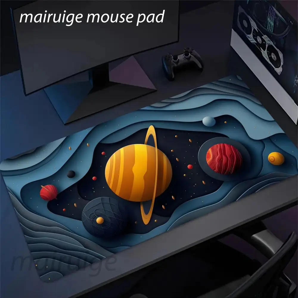

Коврик для мыши с космическим произведением, большой коврик для компьютерной офисной игровой настольный коврик XXL, резиновые противоскользящие коврики для клавиатуры с прошитыми краями, моющиеся настольные коврики
