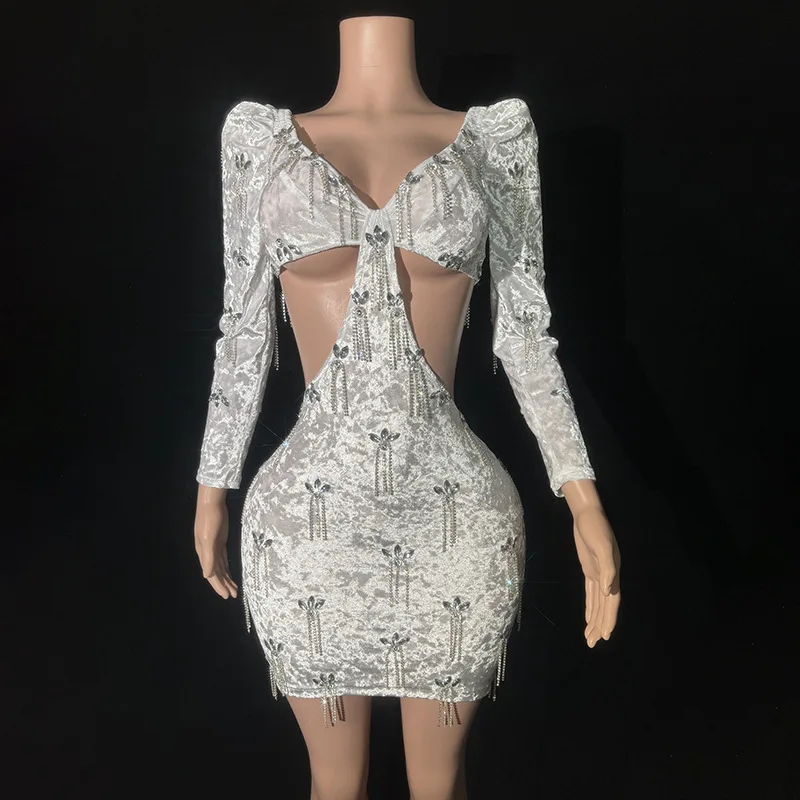 

Waist Pinch Design Slim Fit Hip Wrap Dress Dance Performance Dinner Party Performance Live Bar Dance Dress Robes De Soirée D'été