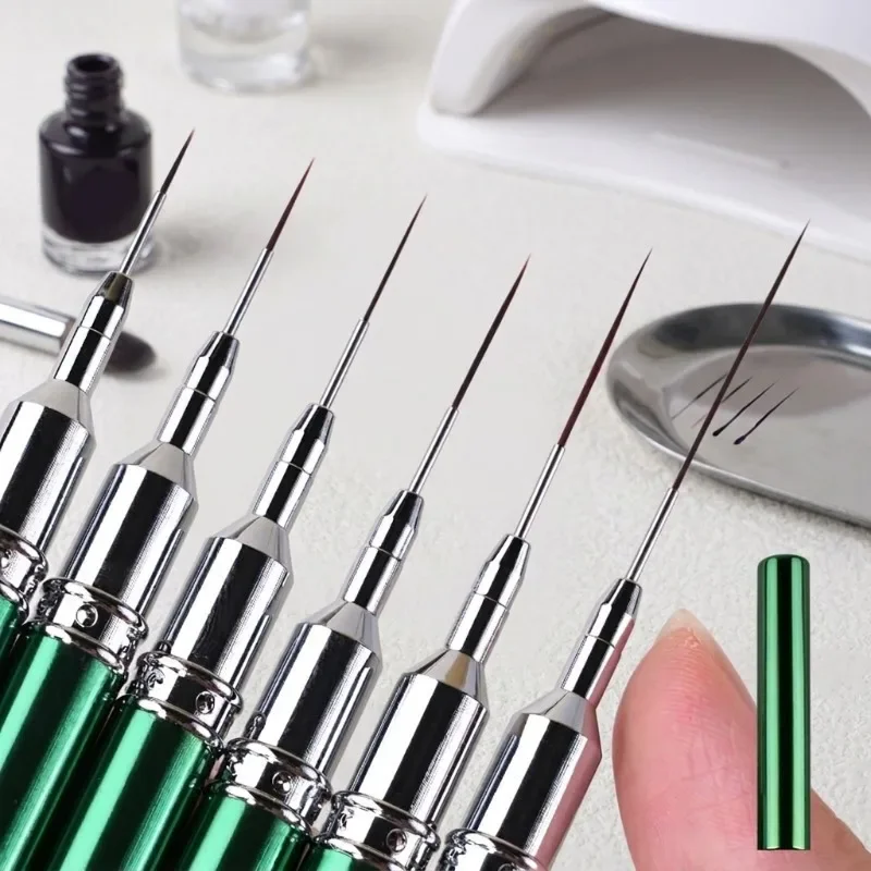 Metal Handle Needle Tube Nail Liner Pens Ultra Fine Tips Drawing Painting Beauty Manicure Tool Set