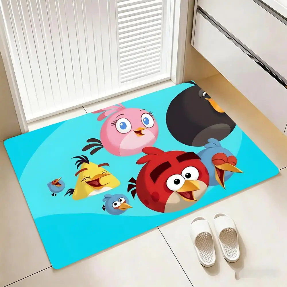 Floor Mat  Floor Mat Cozy Flannel Soft Thick Non-Slip Mat For Living Room Bedroom Kitchen Decor Rugs A-Angry BirdsS