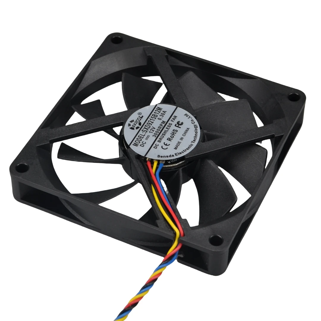 SXD9215B12M Ultra-Thin Silent DC Brushless Cooling Fan 92x92x15mm with PWM, Dual Ball Bearings, 3000RPM for PC Case, Servers