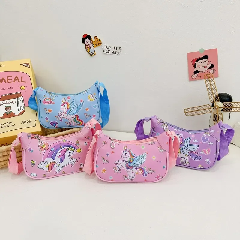 Unicorn Cartoon Printed Cute Shoulder Bag Children's Bag Crossbody Bags Princess Baby Cartoon Shoulder Bags Handbag