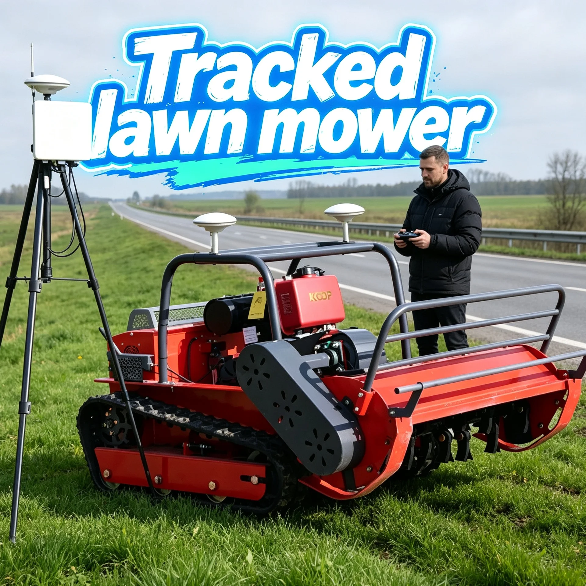 Customized wireless four stroke lawn mower robot, battery powered lawn mower,display screen fitted and industrial remote control