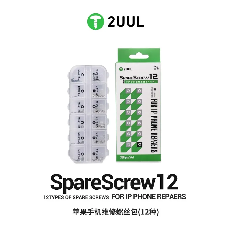 

2UUL SC22 Phone Repair Screw Kit 12 Types Spare Screws for iP Battery Screen Camera Logic Board