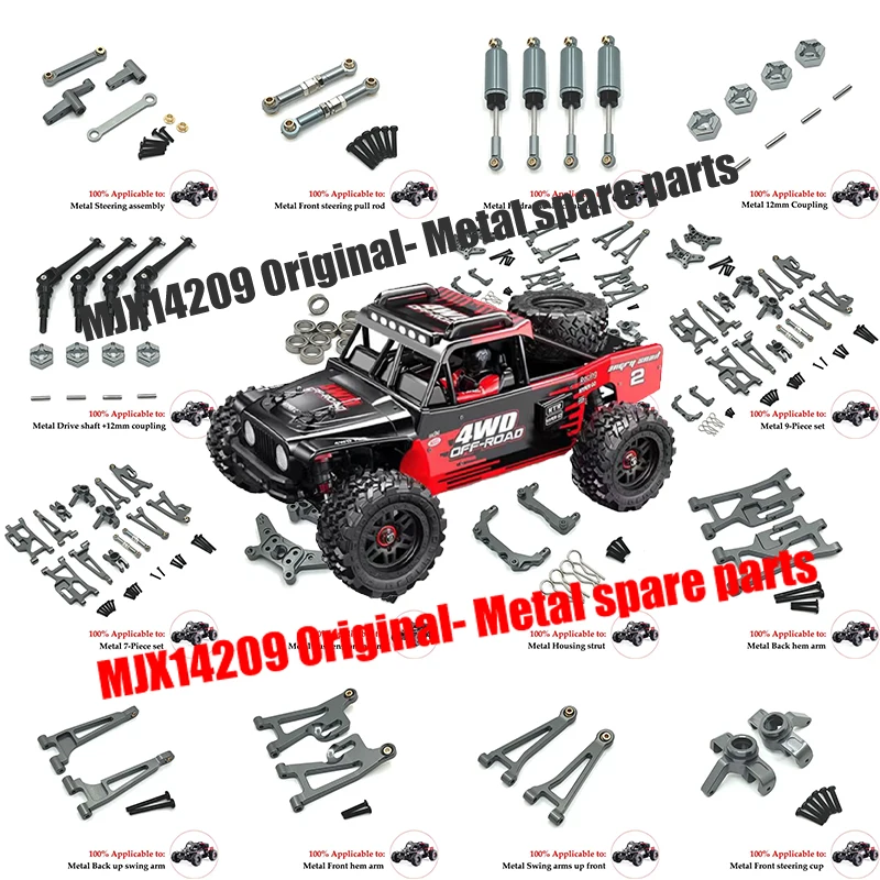 MJX Hyper Go 14210 14209 H14BM  RC Car Metal Steering Cup Upper Lower Swing Arm Set Shock Tower Bracket Body Post Upgrade  Parts