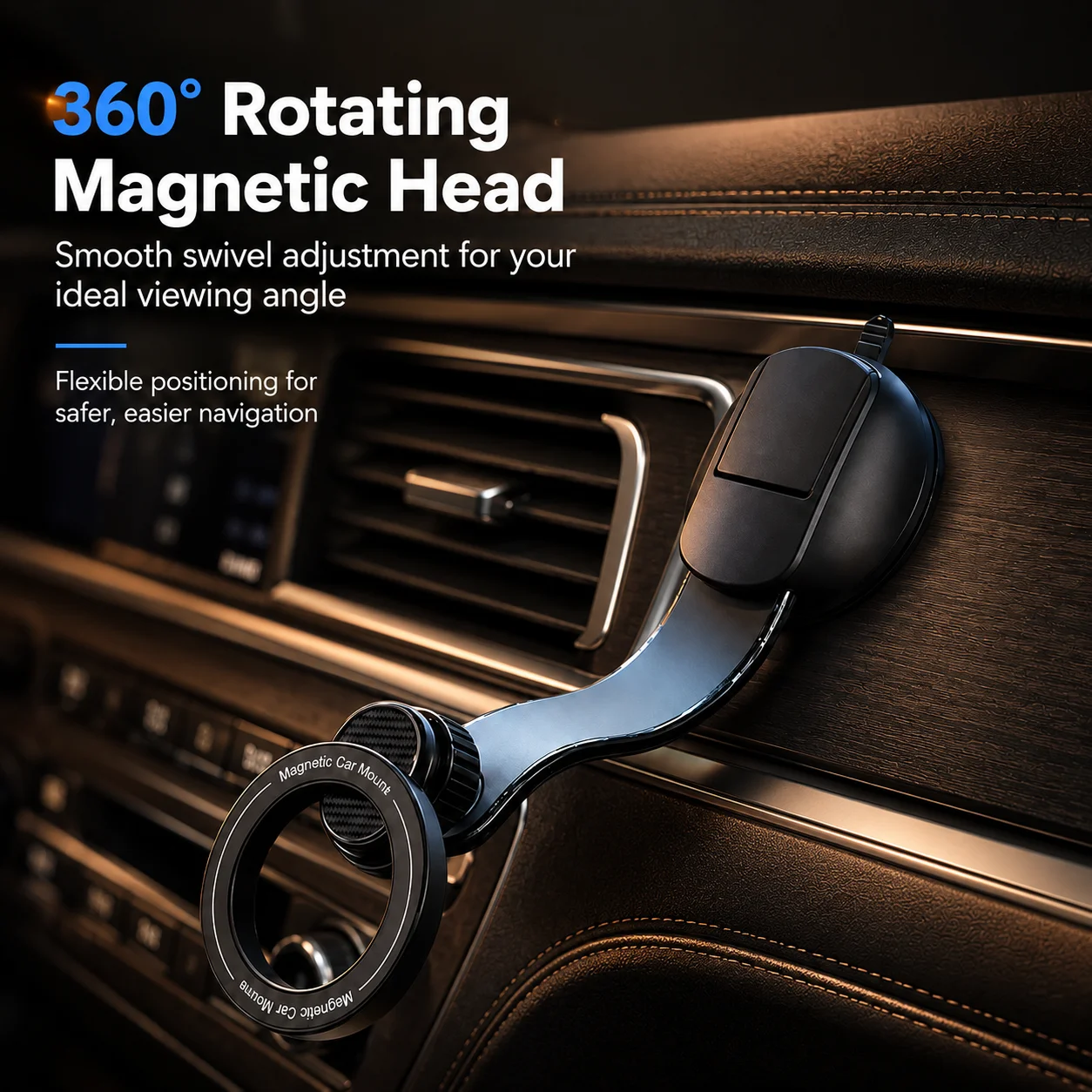 Lcars Car Dashboard Magnetic Phone Holder, Flexible Alloy Arm, Freely Shapeable, 360-Degree Rotation ° Rotates Without Any Blind Spots, a Must-Have for Driving and Navigation.