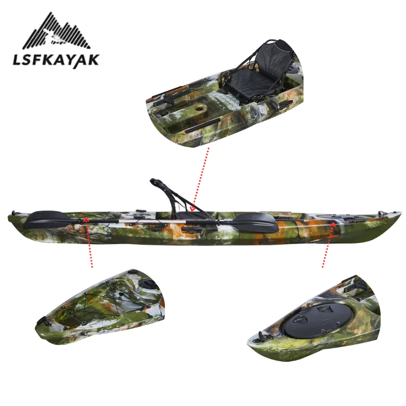LSF Mini 1-Person Kayak 3.66m HDPE Eco-Friendly Durable Stable Non-slip Mat Light Weight For Fishing Surfing Drifting Cruising