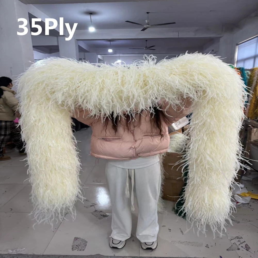 

15 TO 35PLY Ostrich Feather Boa Shawl Natural Ostrich plume Decoration Trim Scarf for Party Wedding Bride Dresses Accessories