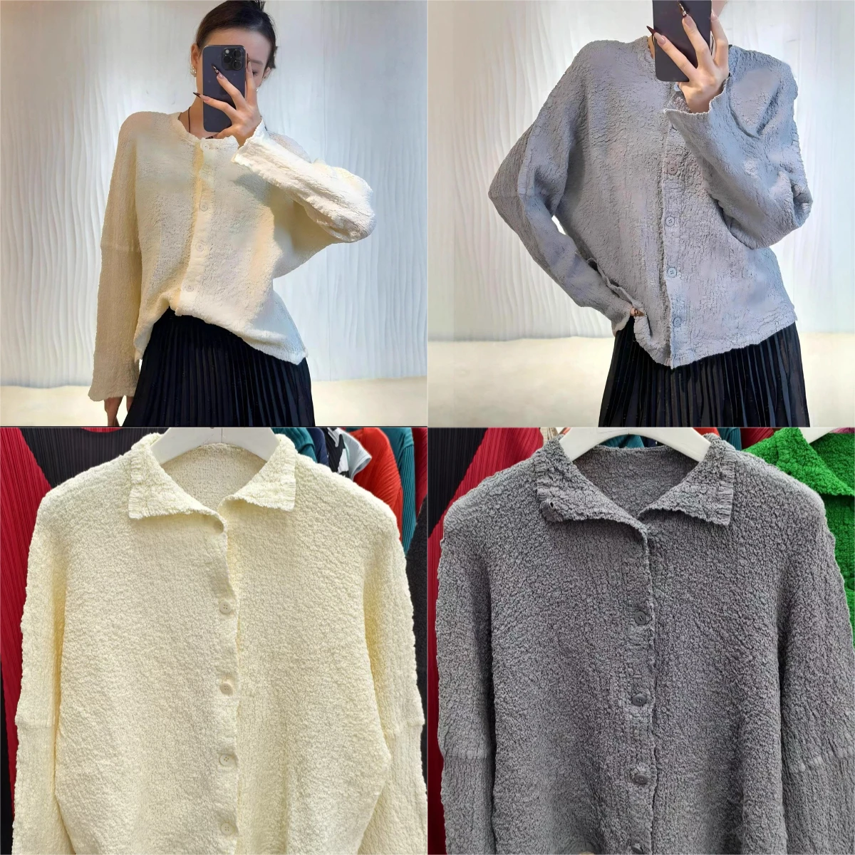 Miyake Pleated 2025 Autumn and Spring New Jacket Women Fashion High-end Pleated Women's Knitted Cardigan Tops Female Models