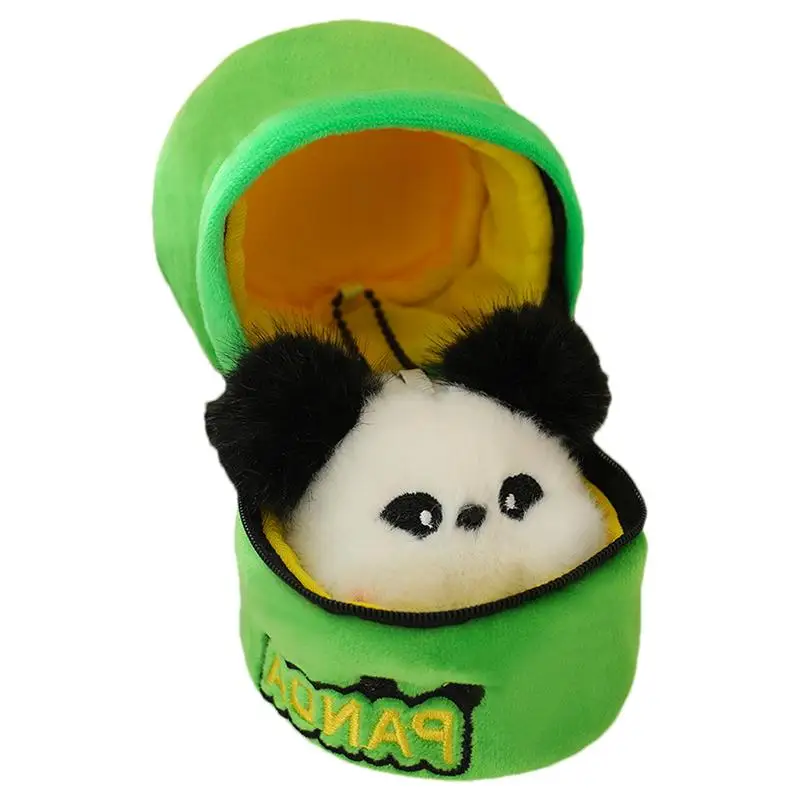 Panda Plush Keychain Cute Animals Tube Keyring Keychains Pendant Souvenir Attaches To Bag Purse Wallet Panda Lovers