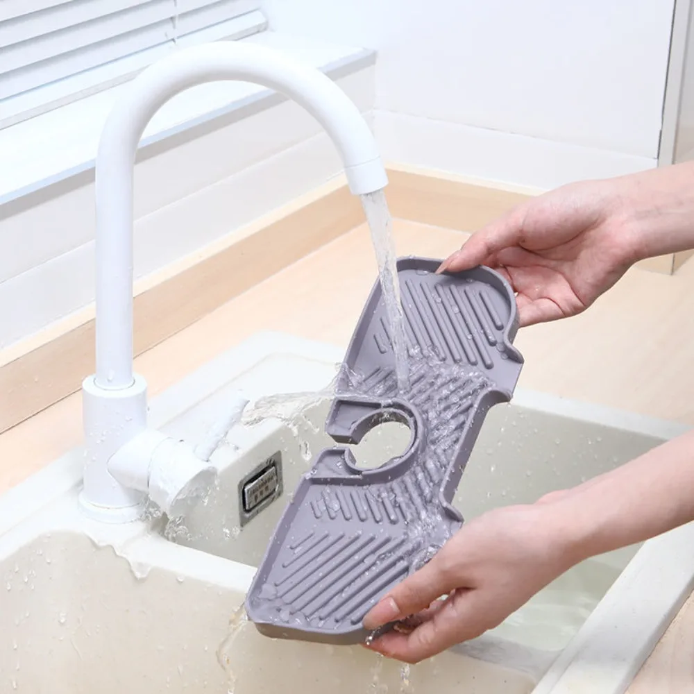 Silicone Mat Soap Box Drain Pad Tray Sponge Holder Punch-free Drainage Rack Cleaning Brush Storage Organizer Faucet Accessories