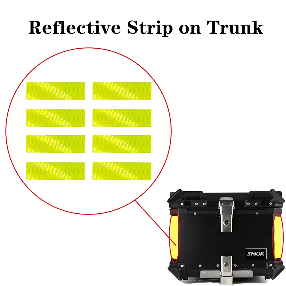 

Side Top Luggage Box Case Motorcycle Reflective Sticker Strips Rear Trunk Anti-collision Decorative Night Safety Warning Strip