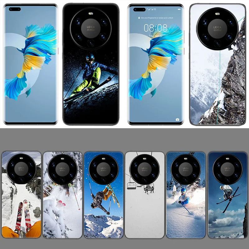 Skiing Snow Snowboard Ski Coque Case For Huawei Phone P40 P30 Lite P50 P20 P10 Mate 40 30 20 10 Pro TPU Cover Transparent Bumper