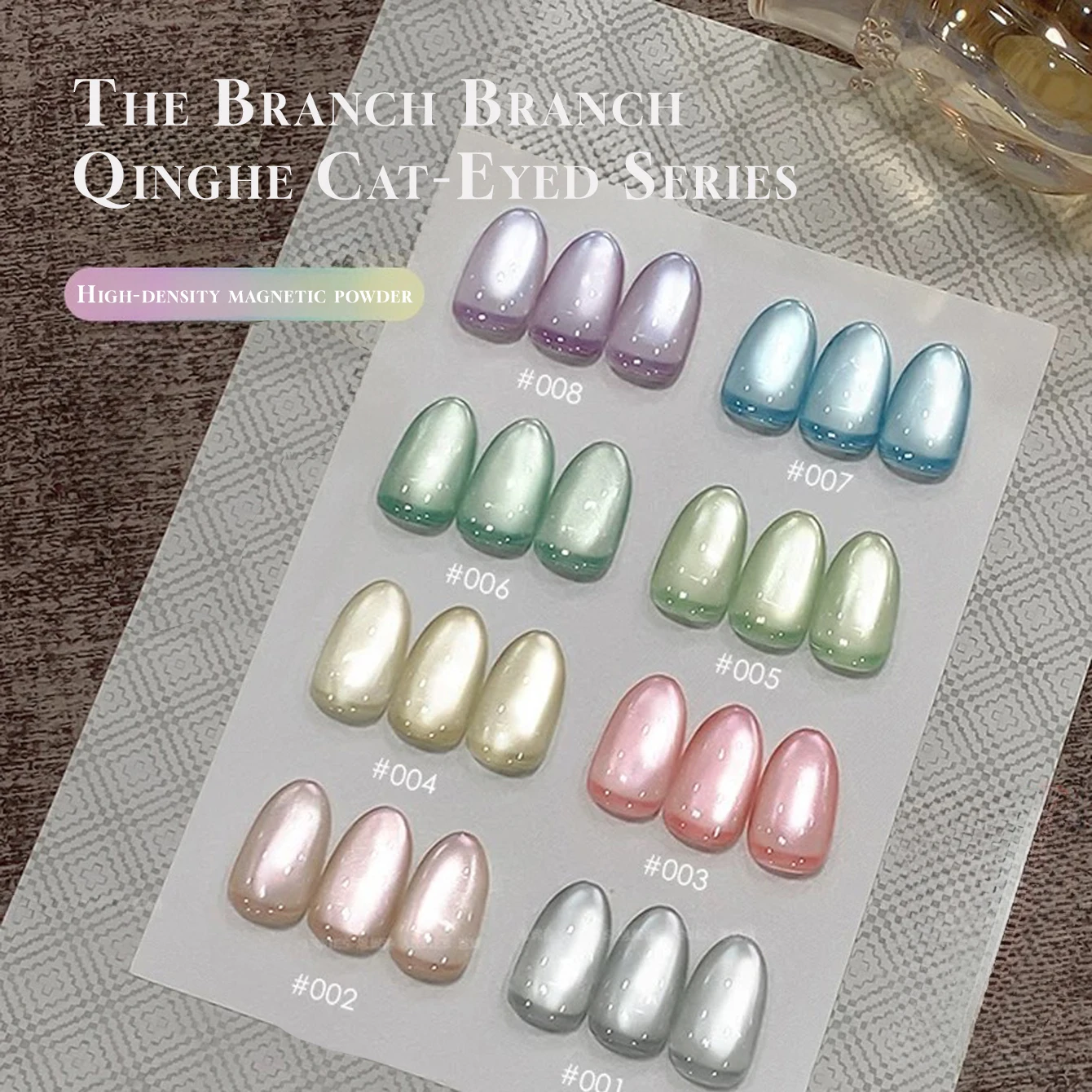 

MIANEL 12ML 8PCS Litchi Green Lotus Cat Eye Gel Nail Polish 2025 Flash Mirror Glass Bead Nail Polish Green Nails Christmas Nails