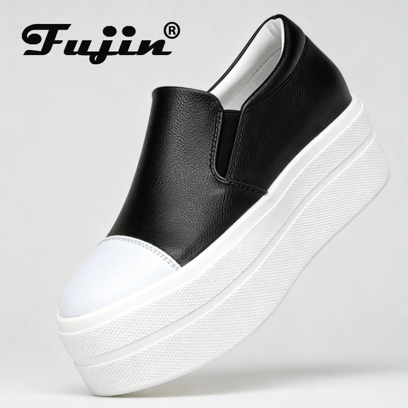 

Fujin/повседневная женская обувь; Новинка; Женская обувь на платформе и каблуке с круглым носком; Белые туфли; Модные дышащие женские лоферы на толстой подошве; Модель 2020 года