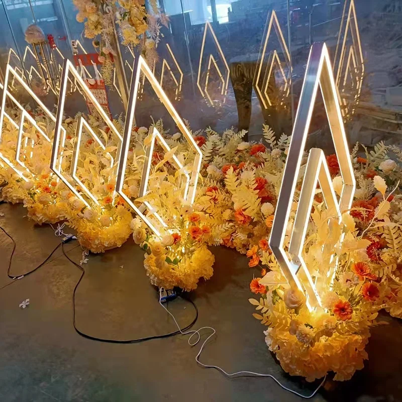 

&c New Wedding Props Diamond Shaped White Road Lead Led Lighting Wedding Hotel Wedding Walkway Decoration