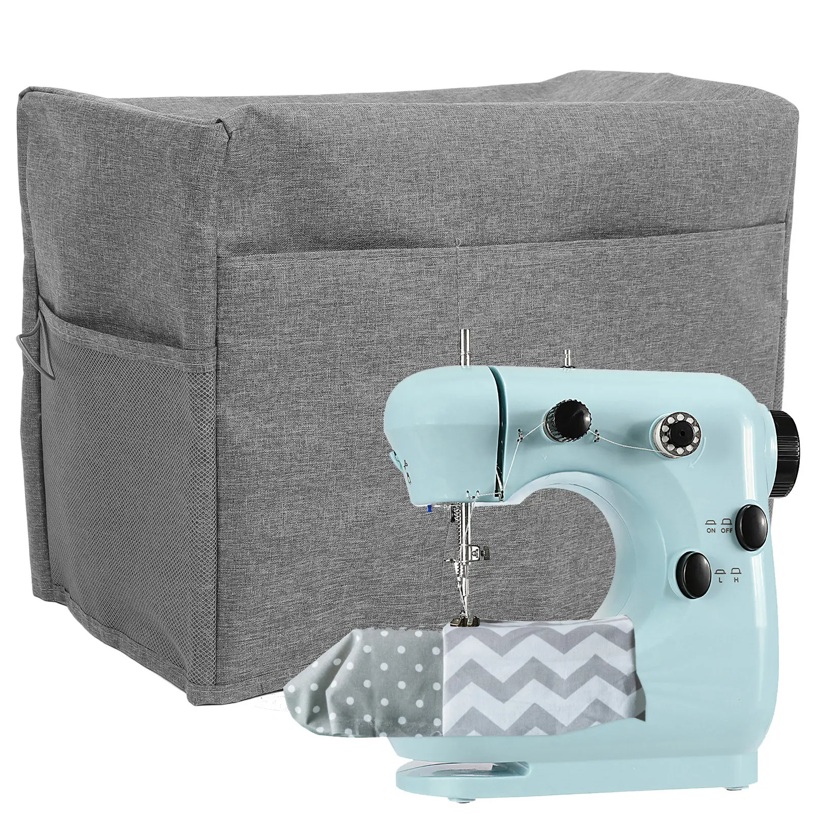 

Универсальный серый чехол для швейной машины, складной, водонепроницаемый, защитный, с карманами для хранения, органайзер, чехол для швейной машины