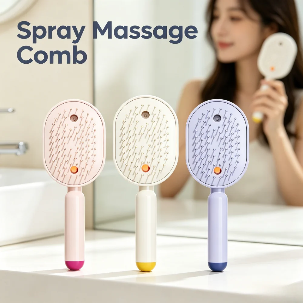 

Misting Water Spray Massage Comb Retractable Steam Function Reduces Hair Frizz And Eliminates Static For Daily Hair Styling