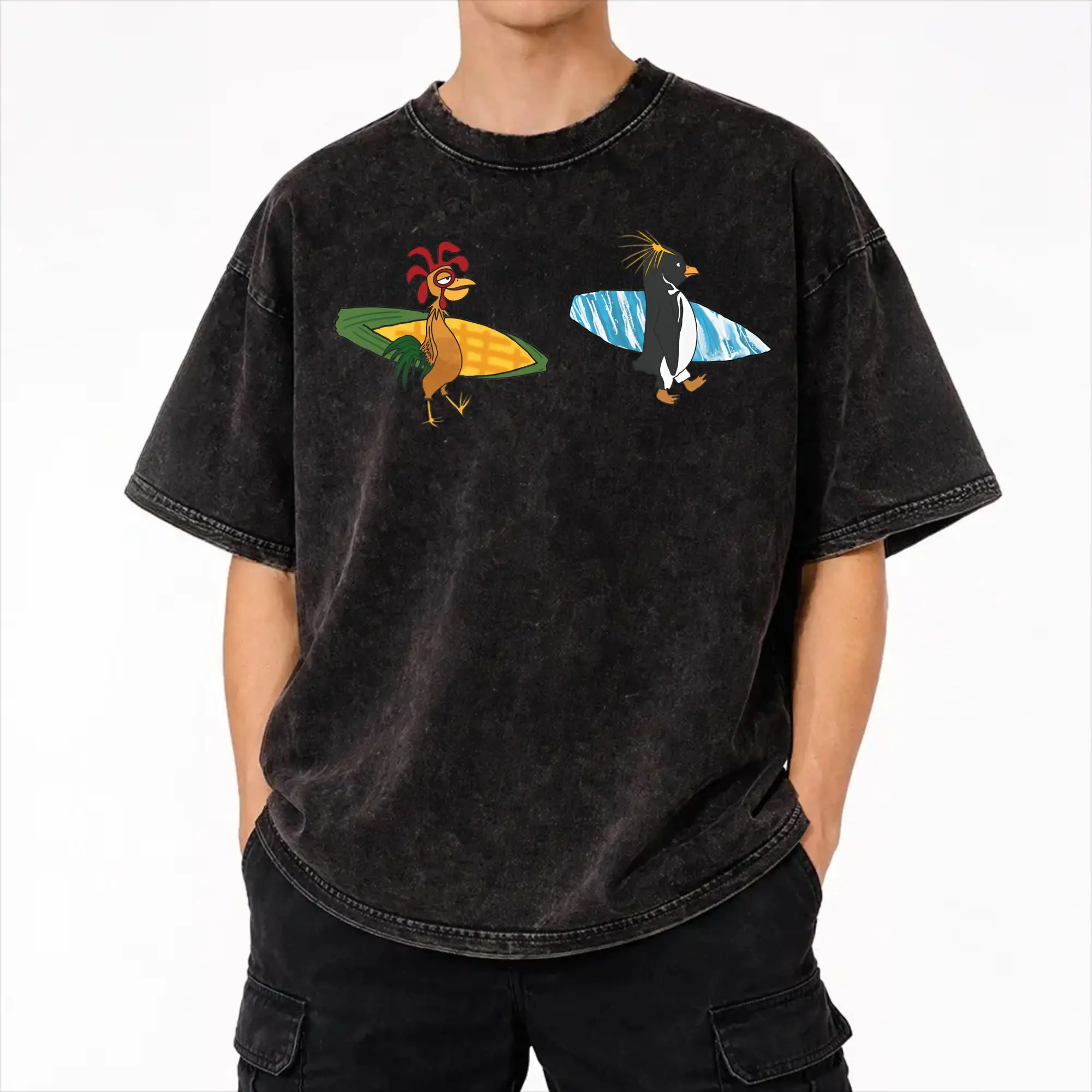 Printed Surf's Up Chicken Joe Washed T Shirt Accessories Harajuku T-Shirts  for Men Women Tees