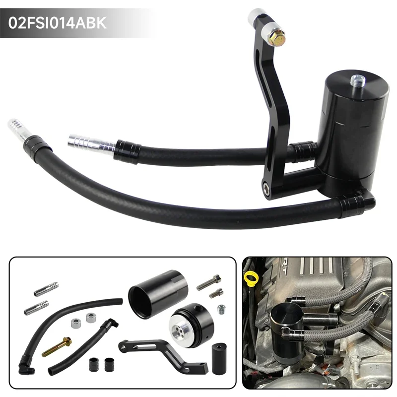 Oil Catch Can Upgrade Billet  Separator Technology Braided Hoses For 2011+ Black