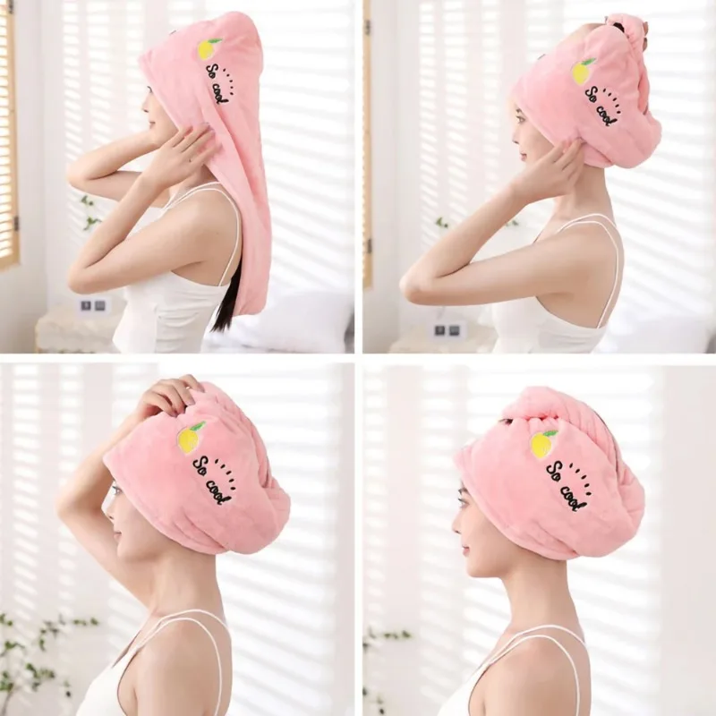 Microfiber Thick Coral Fleece Absorbent Quick-drying Cap Confinement Cap Women\'s Bag Turban Shower Cap Household Dry Hair Towel