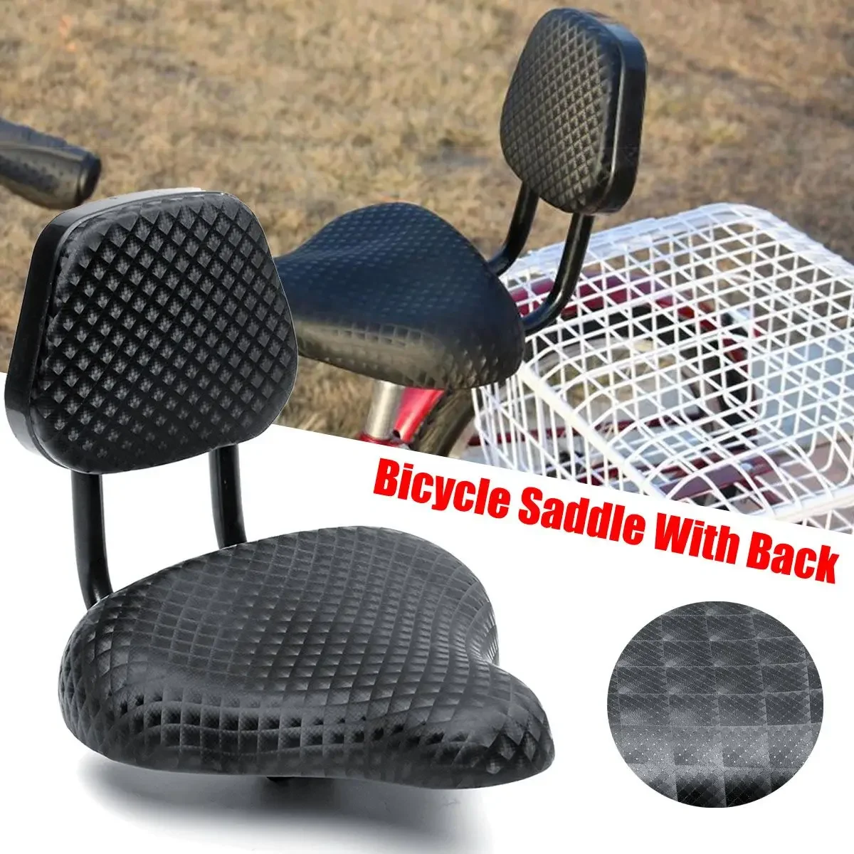 Bike Saddle Big Butt Bicycle Seat Cushion Thick Sponge Bicycle Saddle with Back Rest Support Cycling Bicycle Accessories